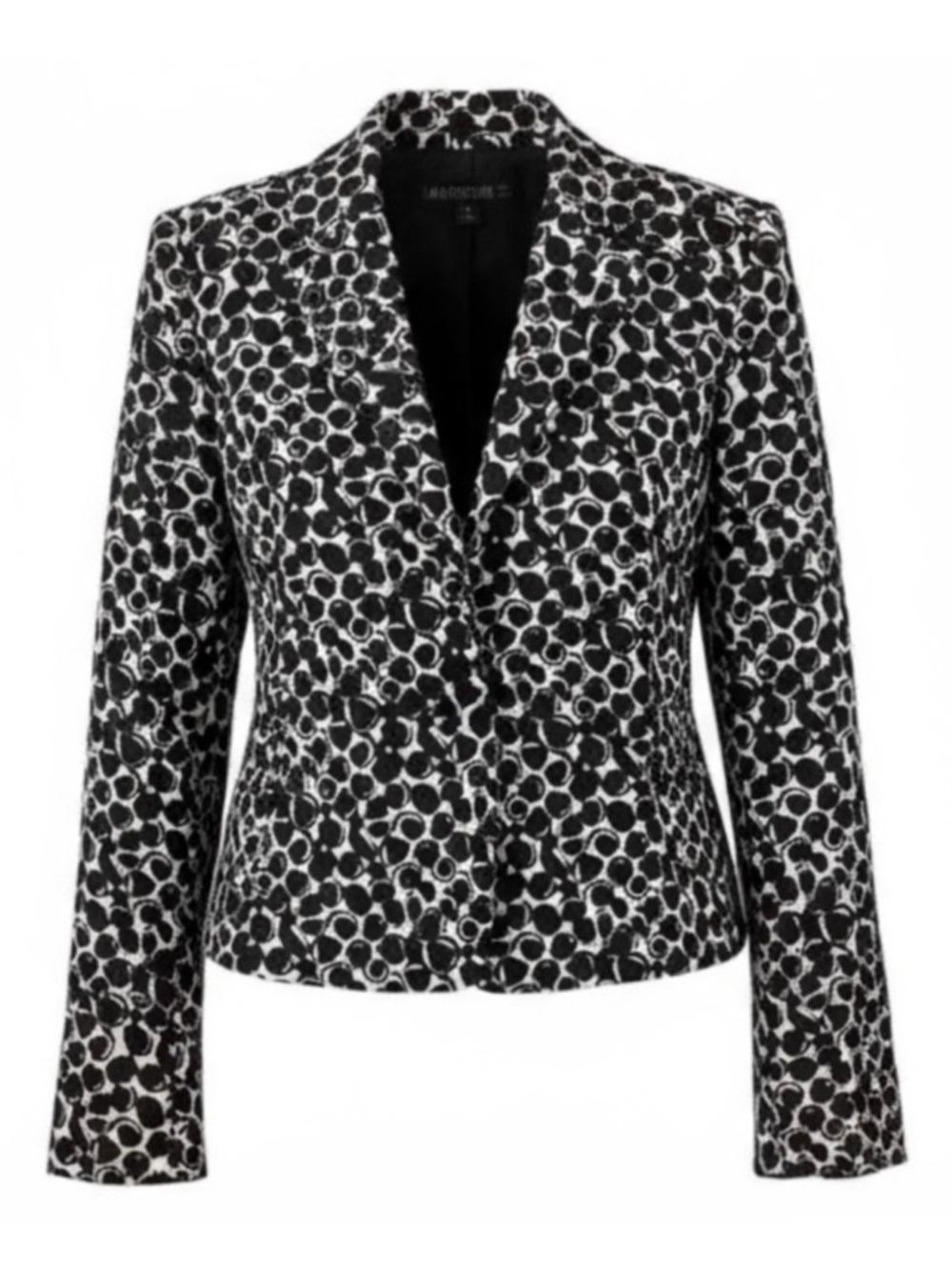 Lafayette 148 New York Black and White Abstract Print Silk Blend Blazer Size 0